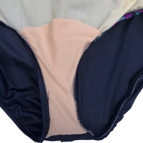 NWT MAXINE OF HOLLYWOOD Black Purple Blue Gold Wrap One Piece Swimsuit Size 18W - Picture 6 of 9